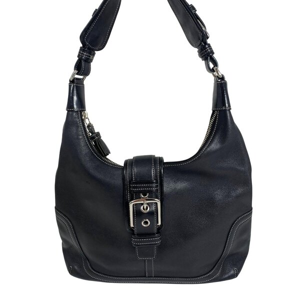 VTG Y2K COACH 7463 Hampton Soho Hobo Black Leather Shoulder Bag Purse w/ Tag/Fob - Picture 1 of 11